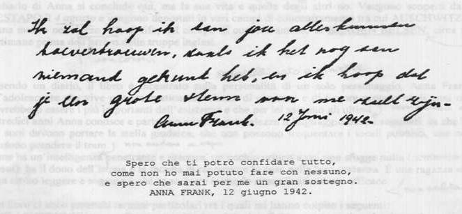 tratto dal diario di Anna Franck